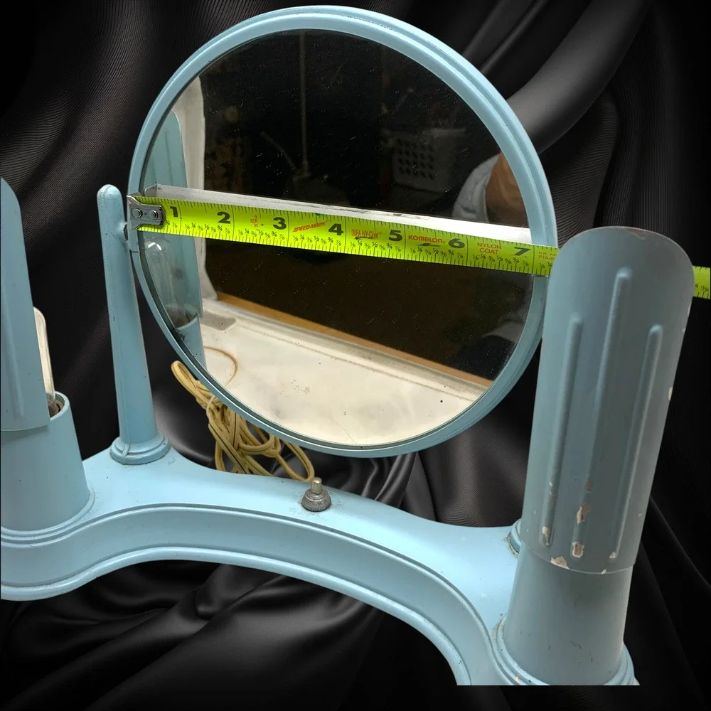 Vintage Bel Ayre Art Deco Boudoir Vanity Mirror Lighted Makeup Powder Blue